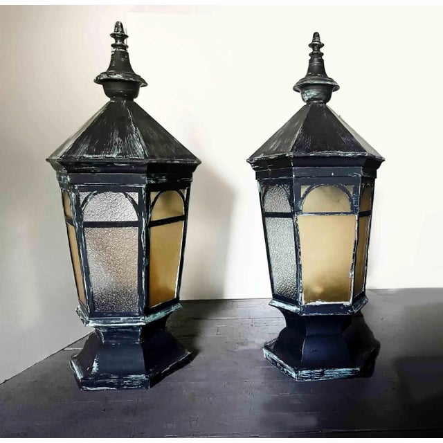 Traditional Exterior Lanterns Antique - A Pair For Sale - Image 3 of 3