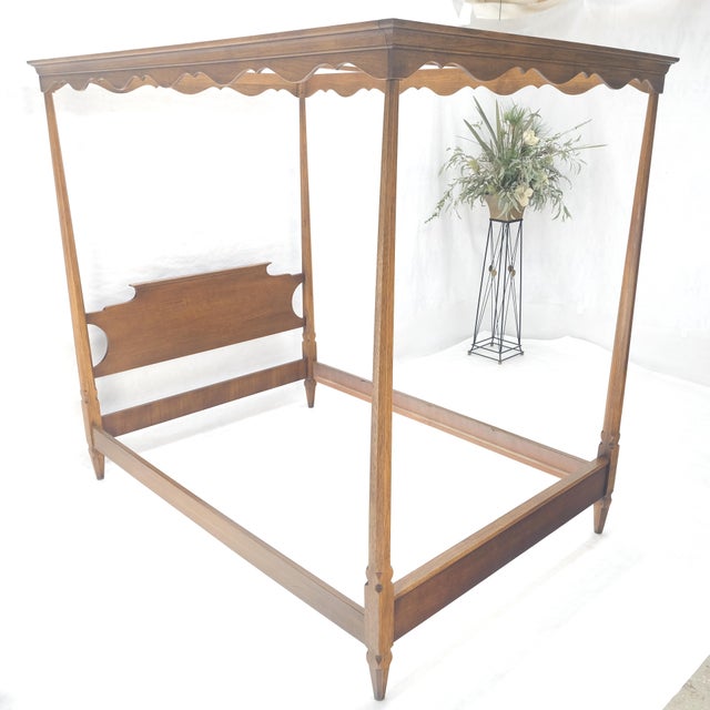 Kittinger Antique c1940s Wooden Four-Poster Queen Size Canopy Bed Frame Mint For Sale - Image 4 of 18