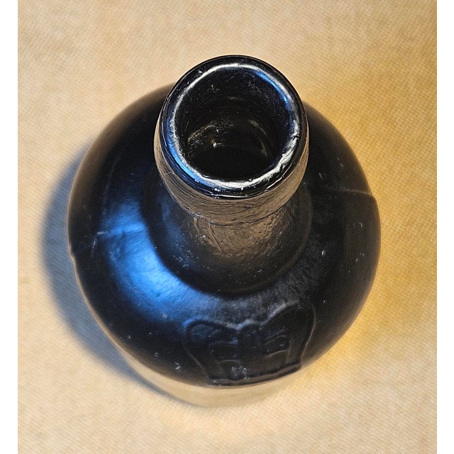 Glass Rare Antique Black Glass Bottle For Sale - Image 7 of 10