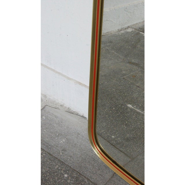 Mid-Century Gold and Red Mirror, 1960s For Sale - Image 5 of 7