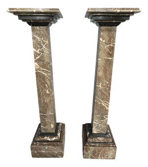 French Rouge Marble Columns, 1910, Set of 2