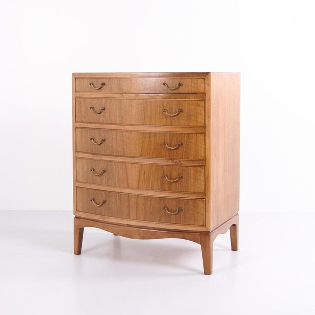 Chest of drawers from the 1950s designed by Ole Wanscher and produced by A.J. Iversen. Made in walnut with five drawers...