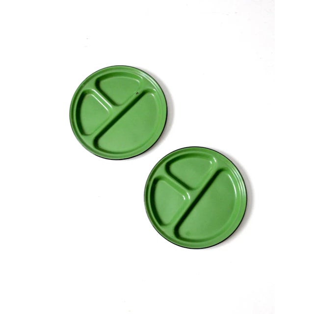 Mid-Century Enamelware Plates - Set of 2 For Sale - Image 9 of 9