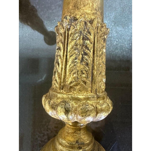 Pair of Antique Giltwood Candlesticks With Paw Feet, Neoclassical Style For Sale - Image 9 of 9