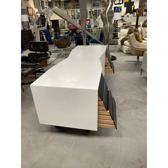 Wood Two Sided Angled Credenza For Sale - Image 7 of 13