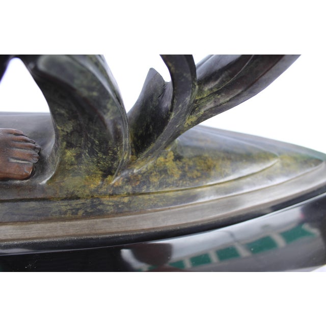Art Deco 1990s Art Deco Bronze (Amazon Hunter) Large Black Marble After Ketley heavy For Sale - Image 3 of 18