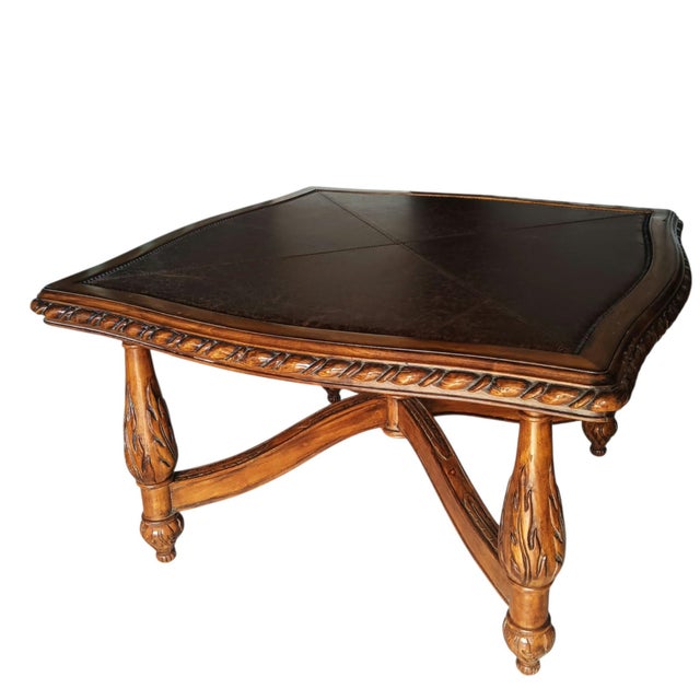 Coffee Elevate Your Game Nights With This Timeless Game Table and Matching Leather Chairs For Sale - Image 8 of 12