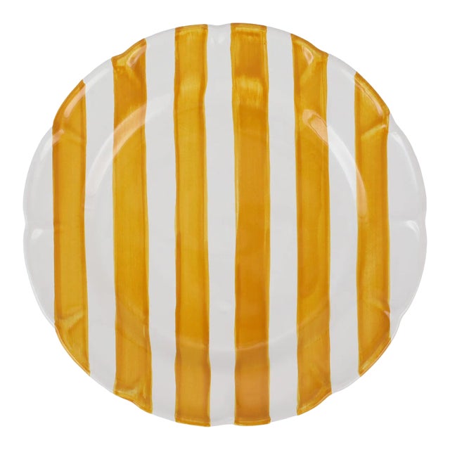 VIETRI Amalfitana Yellow Stripe Dinner Plate For Sale