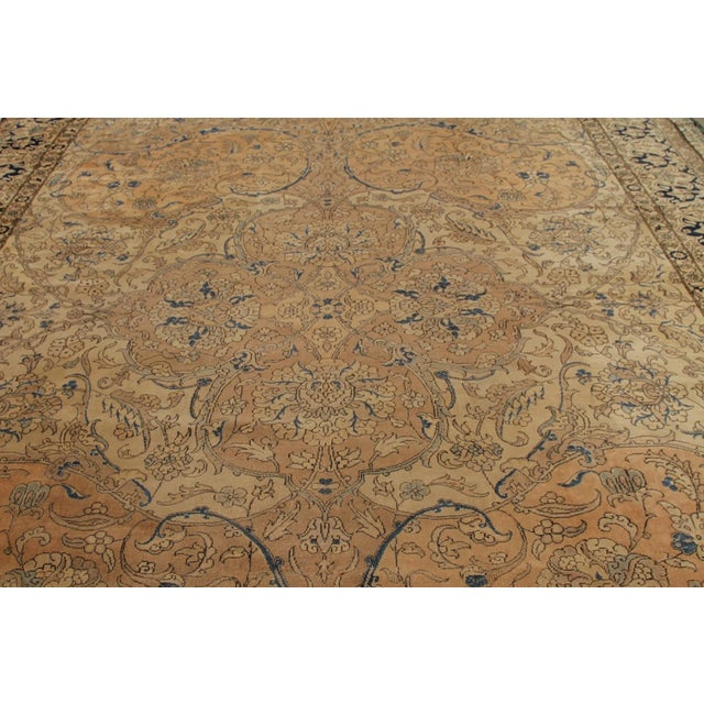 Traditional Hand-Knotted Antique Polonaise Rug in Beige Brown and Blue Floral Pattern For Sale - Image 3 of 6