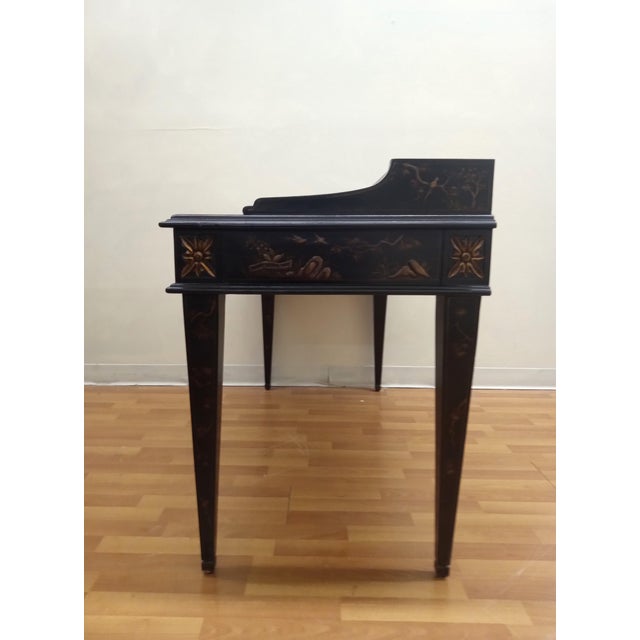 2000 - 2009 Century Furniture Monarch Collection Waxed Chinoiserie Writing Desk With Storage For Sale - Image 5 of 10