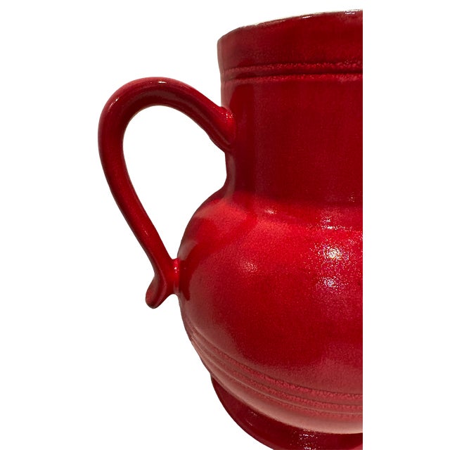 Red Vintage Modern Émile Henry France Red Glazed Ceramic Pitcher For Sale - Image 8 of 13