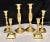 This is for a mixed lot of 6 Solid brass candle holders. This set of candlesticks are in what I refer to as English Brass...