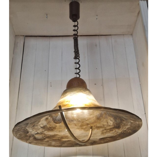 1980s Vintage Height-Adjustable Ceiling Lamp with Plastic Shade from Cristallux, 1980s For Sale - Image 5 of 9