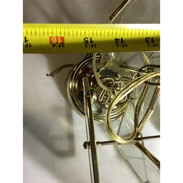 Glass Vintage Brass & Glass Starburst Chandelier 16" Hanging Ceiling Light Fixture For Sale - Image 7 of 13