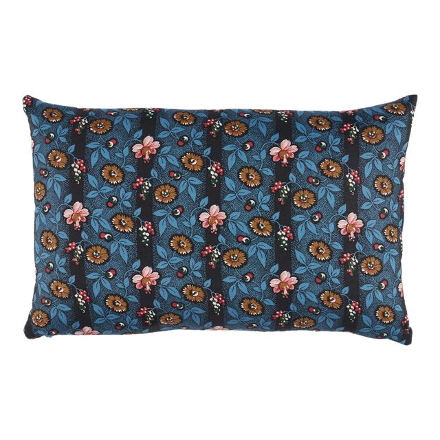 Schumacher LaRue Stripe Lumbar 16" Pillow In Midnight For Sale
