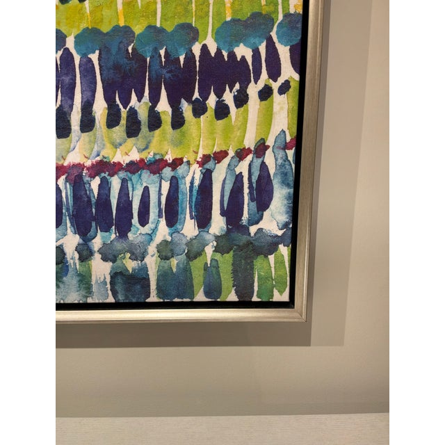 Cheryl Warrick - Colorful Patterns Giclee on Canvas. Multicolored abstract, silverleaf frame. Signed.