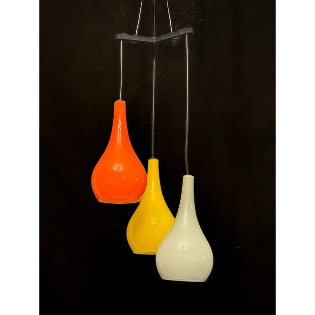 Mid-Century Modern Italian Pendant with Glass Shades from Stilux Milano, 1960s, in Very Good conditions. Designed 1960 to...