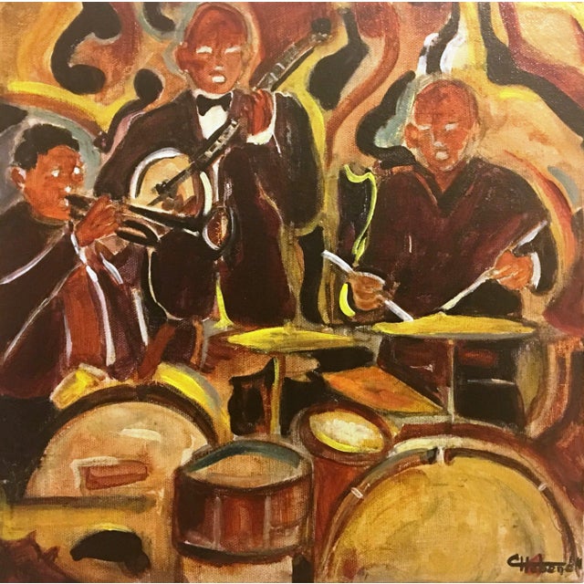 "Untitled" Watercolour on Canvas Painting, Signed by Cecile Hubene For Sale - Image 9 of 11