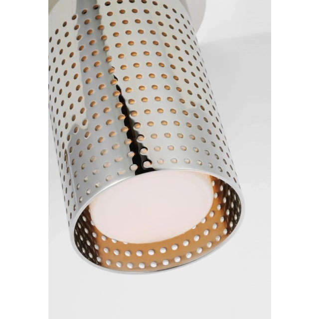 Modern Kelly Wearstler for Visual Comfort Signature Precision Short Monopoint Flush Mount in Polished Nickel with White Glass For Sale - Image 3 of 5