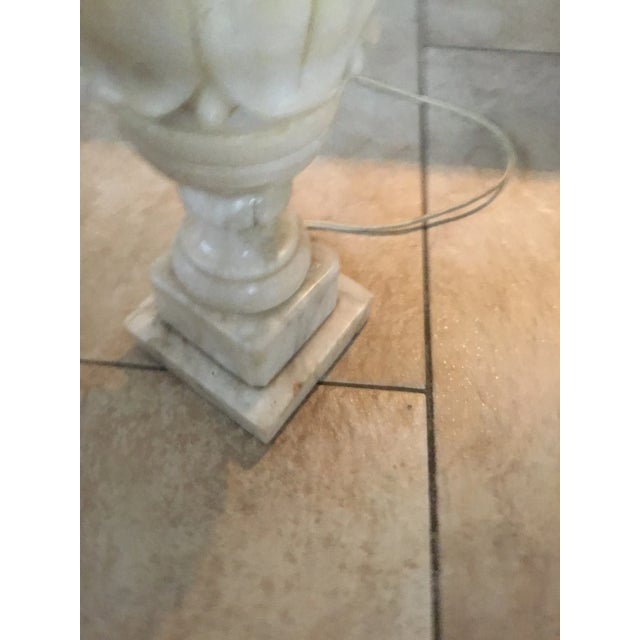 Alabaster Vintage Alabaster Marble Lamp With 2 Light Bulb Sockets For Sale - Image 8 of 13