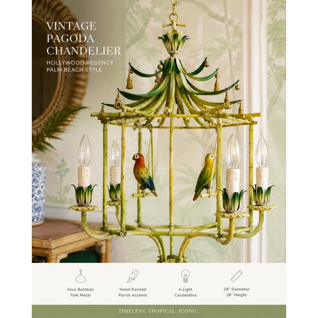 Mid-20th Century Coastal Chinoiserie Regency Pagoda Tole Faux Bamboo Chandelier For Sale - Image 10 of 10