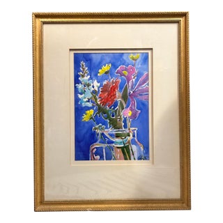 1990s Rhett Thurman Floral Still Life Watercolor, Charleston, S. C. For Sale