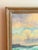 Serene and lovely vintage impressionist seascape beach painting with frothy waves crashing against a rock, and a soft dusk...