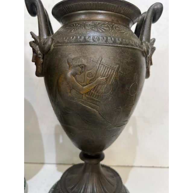 Patinated Spelter Vases, 19th Century, Set of 2 For Sale - Image 9 of 12