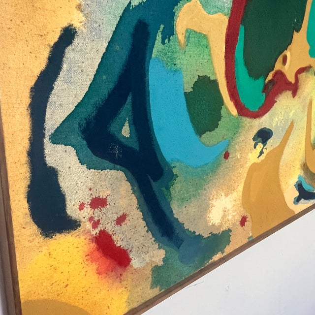 D. 1980 Post Modern Abstract Stain Painting Signed A. Cohen For Sale - Image 4 of 5