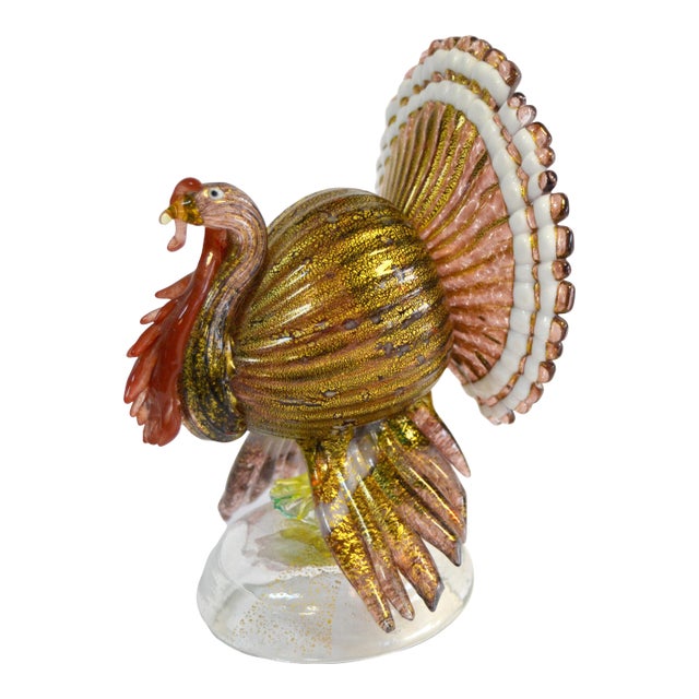 1970s Alfredo Barbini Manner Colorful Murano Style Art Glass Turkey Figurine Italy For Sale