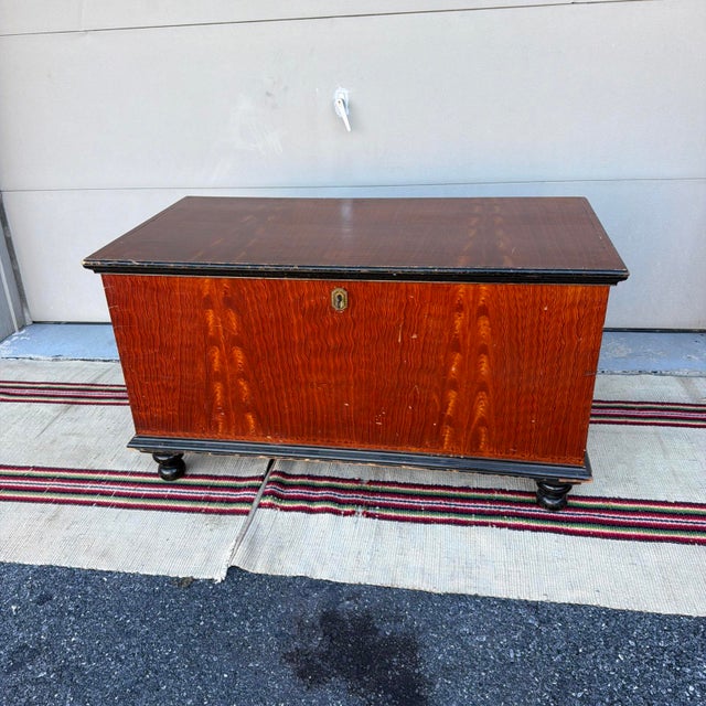 Antique 19th C. Manheim Pa Flame-Grain Painted Blanket Chest With Key For Sale - Image 6 of 18
