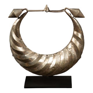 Early 20th Century Miao Minority Tribe Silver Necklace 11.5"H For Sale