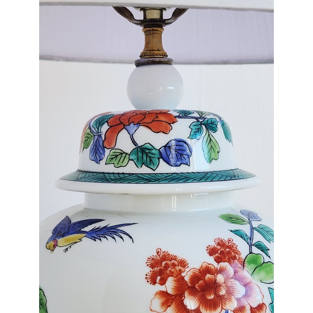 Red Vintage Ginger Jar Floral Motif Table Lamp For Sale - Image 8 of 12