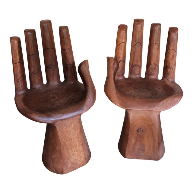Wooden Pedro Friedeberg Style Hand Chairs a Pair Chairish