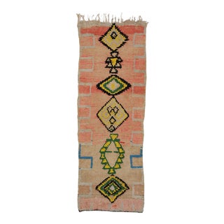 Mid-Century Modern Vintage Berber Moroccan Runner with Tribal Design For Sale