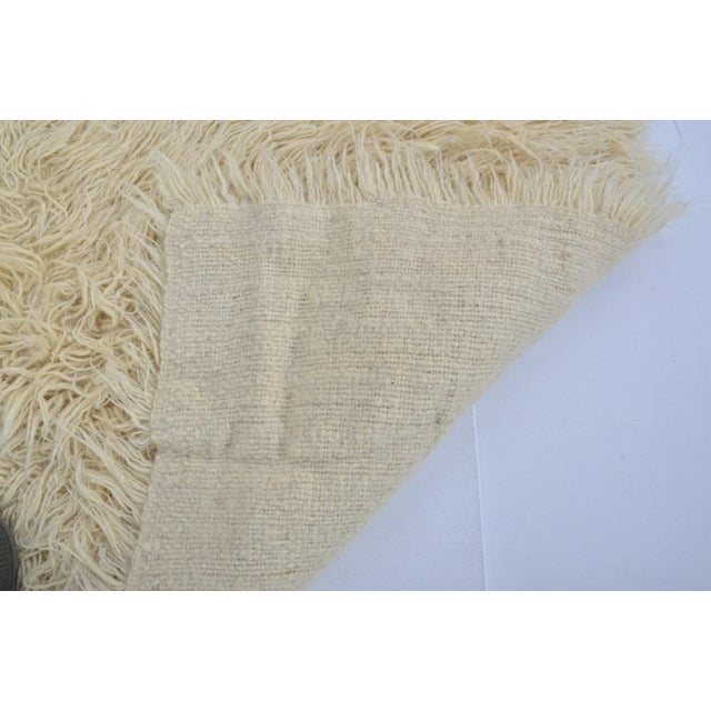 Off-white Vintage Turkish Tülü Shag Rug For Sale - Image 8 of 10