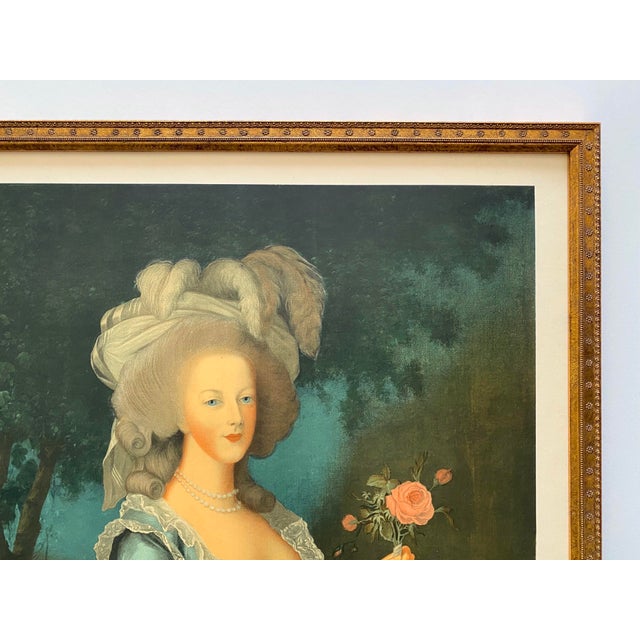 Madame Vigee Le Brun Vintage 1955 Neoclassical Mourlot Lithograph Print Framed French Exhibition Poster " Marie Antionette With a Rose " 1783 For Sale - Image 10 of 15