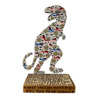 Howard Finster Painted Folk Art Dinosaur Sculpture For Sale