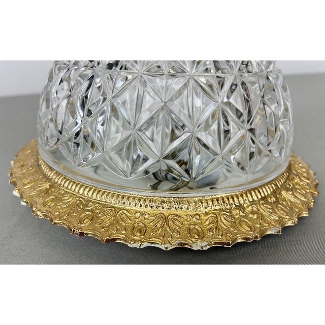Vintage French Brass and Crystal Ceiling Lamp For Sale - Image 10 of 12