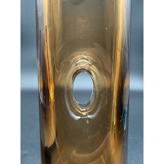 Vintage Venini Forati Vase by Fulvio Bianconi, Amber Murano Glass, Italian Mid Century Modern Art Glass, Circa 1951 For Sale - Image 14 of 18