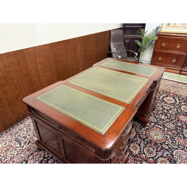 English Chesterfield Desk with Green Leather For Sale - Image 16 of 18