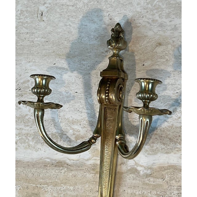 Metal Pair of Louis XVI style bronze sconces For Sale - Image 7 of 12