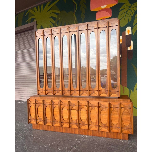 Mid-Century Modern Brutalist Tabago Two-Piece China Cabinet For Sale - Image 3 of 13