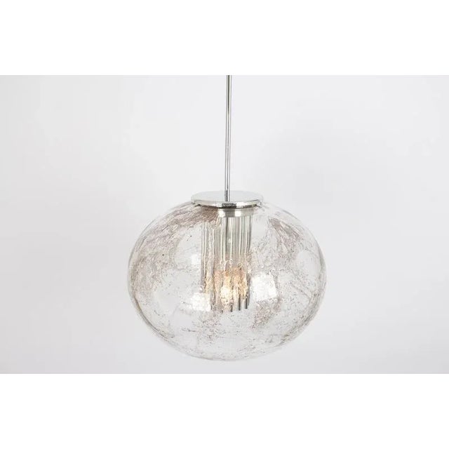 Glass Ball Pendant Light attributed to Doria, Germany, 1970s For Sale - Image 4 of 12