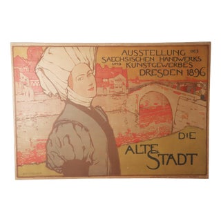 Art Nouveau Exhibition Poster of Saxony by Otto Fischer, Dresden, 1896 For Sale