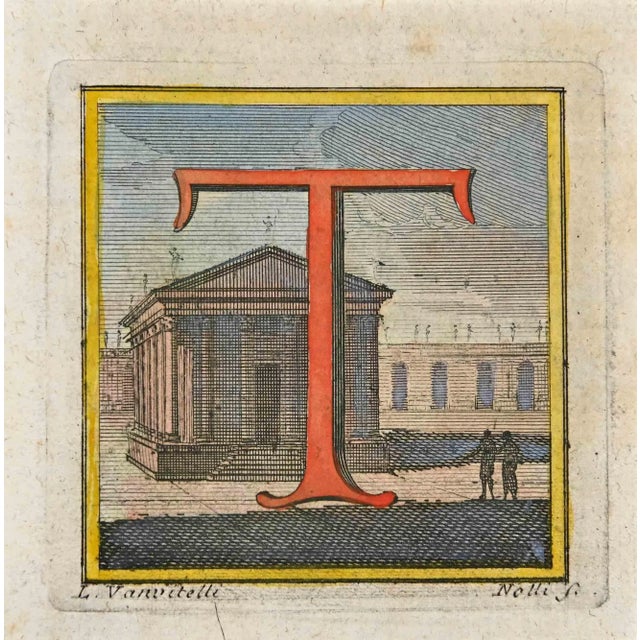 Letter of the Alphabet T from the series "Antiquities of Herculaneum", is an etching on paper realized by Luigi Vanvitelli...