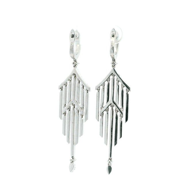 Art Deco Casato Gioielli Italian 18k White Gold Diamond Art Deco Revival Chandelier Earrings, Pair For Sale - Image 3 of 13