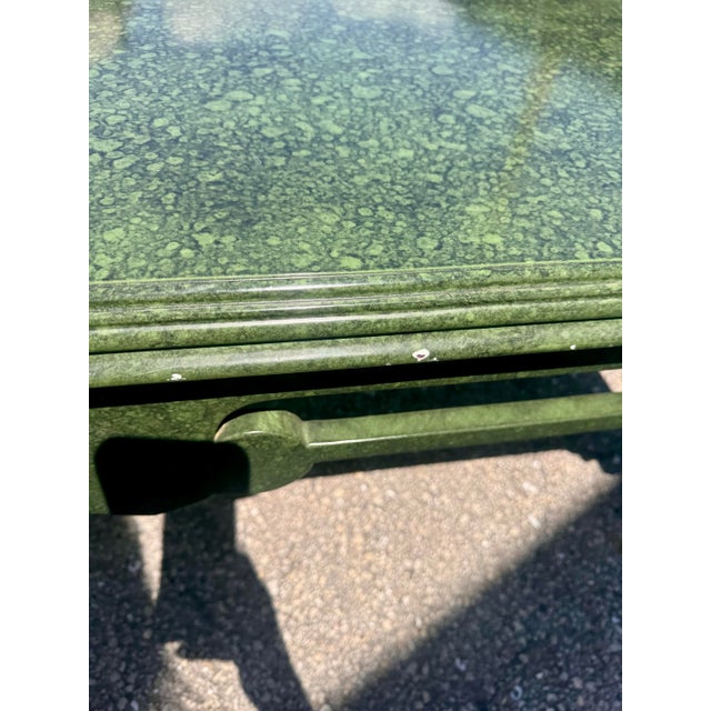 Green Vintage Mottled Green Painted Coffee Table With Chinoiserie Style Base For Sale - Image 8 of 9