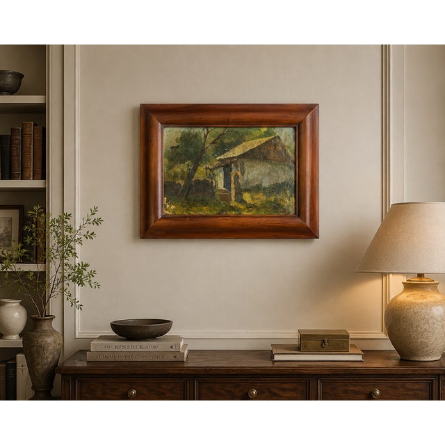 Rustic Vintage Signed Oil on Canvas “Paysage” – Russian School Landscape For Sale - Image 3 of 12