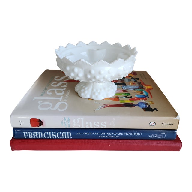 Vintage Fenton Milk Glass Hobnail Pedestal Candle Holder For Sale